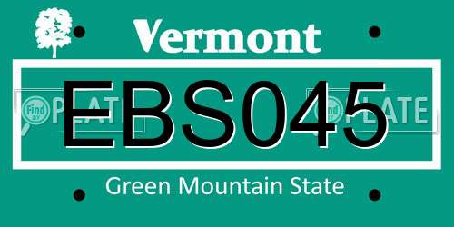 EBS045 Vermont License Plate
