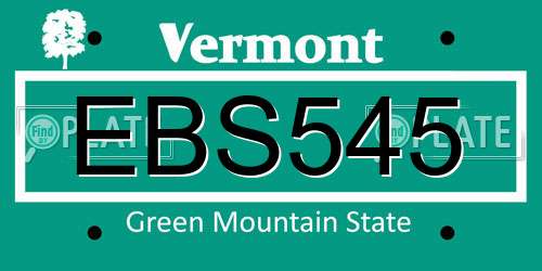 EBS545 Vermont License Plate