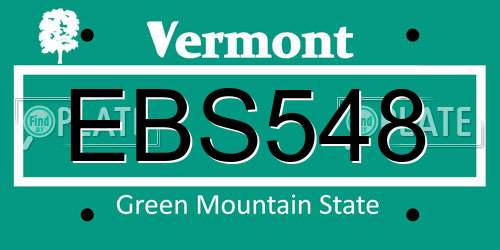 EBS548 Vermont License Plate