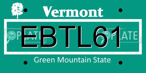 EBTL61 Vermont License Plate
