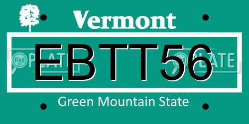 EBTT56 Vermont License Plate