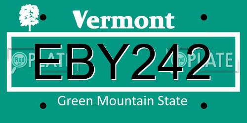 EBY242 Vermont License Plate