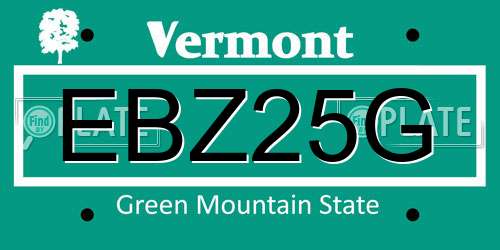 EBZ25G Vermont License Plate
