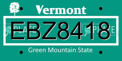 EBZ8418 Vermont License Plate