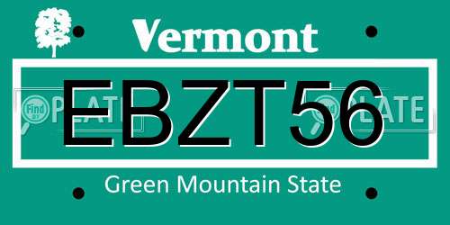 EBZT56 Vermont License Plate