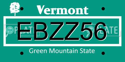 EBZZ56 Vermont License Plate