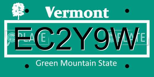 EC2Y9W Vermont License Plate