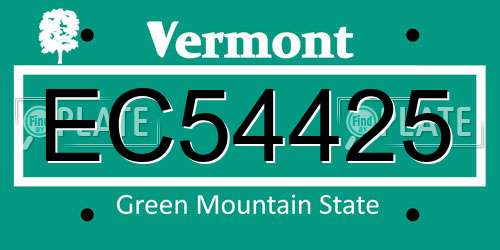 EC54425 Vermont License Plate