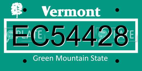 EC54428 Vermont License Plate