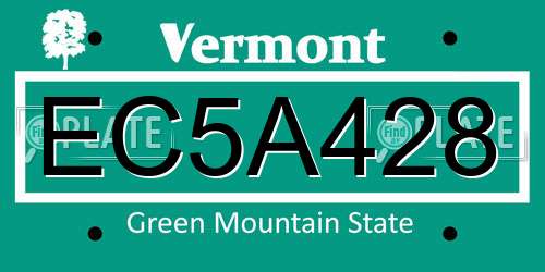 EC5A428 Vermont License Plate