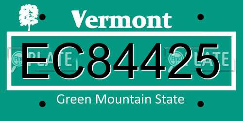 EC84425 Vermont License Plate