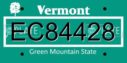 EC84428 Vermont License Plate