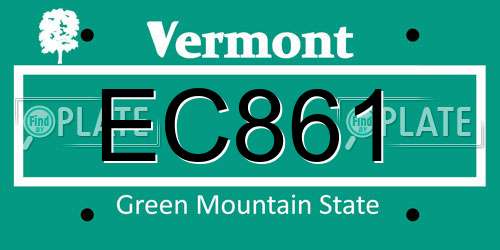 EC861 Vermont License Plate
