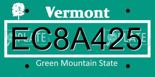 EC8A425 Vermont License Plate