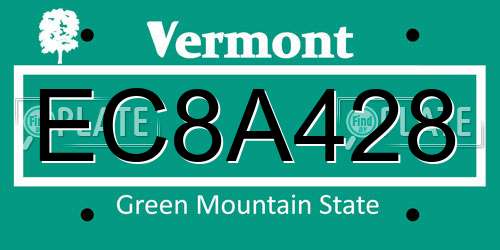 EC8A428 Vermont License Plate