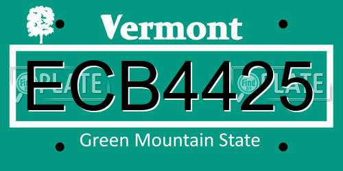 ECB4425 Vermont License Plate