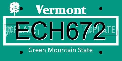 ECH672 Vermont License Plate