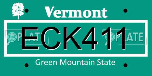 ECK411 Vermont License Plate
