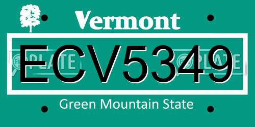 ECV5349 Vermont License Plate