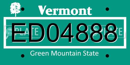 ED04888 Vermont License Plate