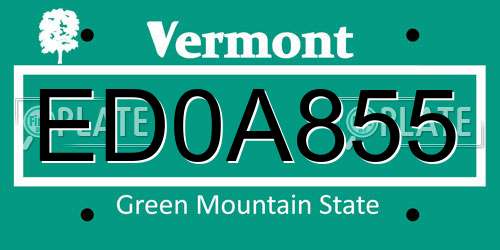 ED0A855 Vermont License Plate
