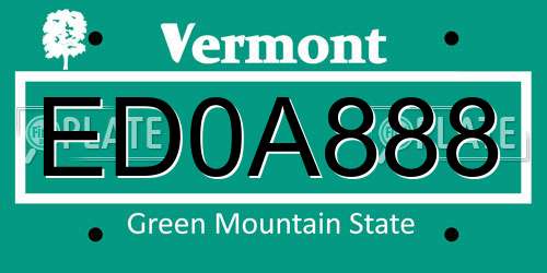 ED0A888 Vermont License Plate