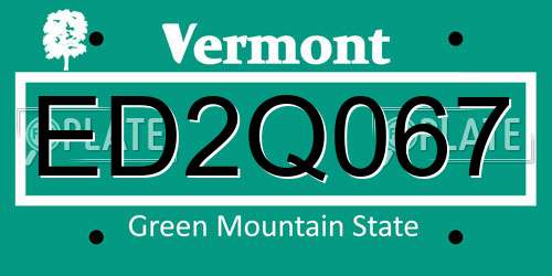 ED2Q067 Vermont License Plate