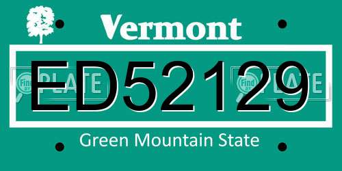 ED52129 Vermont License Plate
