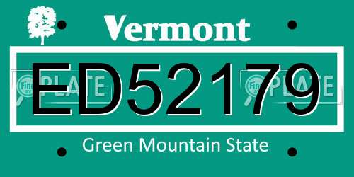 ED52179 Vermont License Plate