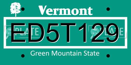 ED5T129 Vermont License Plate