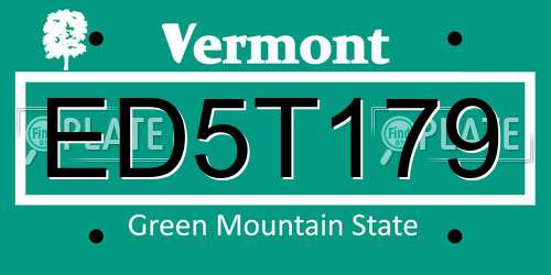 ED5T179 Vermont License Plate