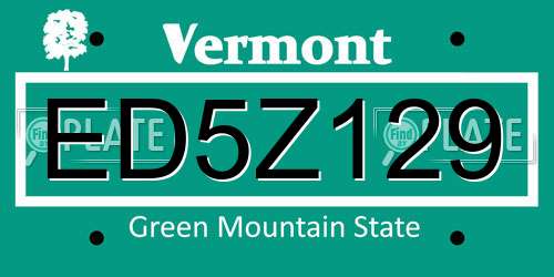 ED5Z129 Vermont License Plate