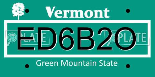 ED6B2O Vermont License Plate