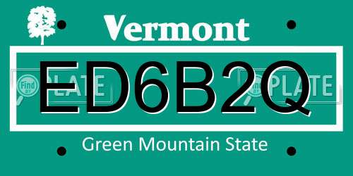 ED6B2Q Vermont License Plate