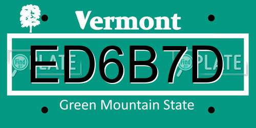 ED6B7D Vermont License Plate