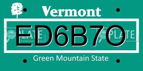 ED6B7O Vermont License Plate