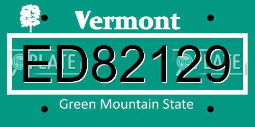 ED82129 Vermont License Plate