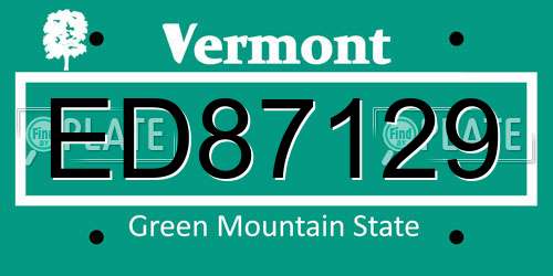 ED87129 Vermont License Plate