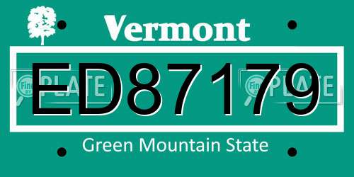 ED87179 Vermont License Plate