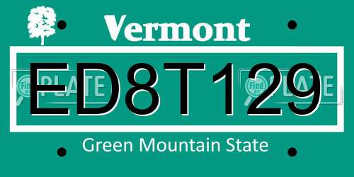 ED8T129 Vermont License Plate