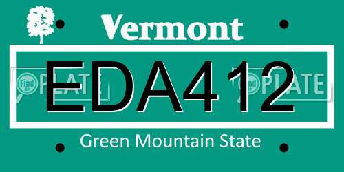 EDA412 Vermont License Plate