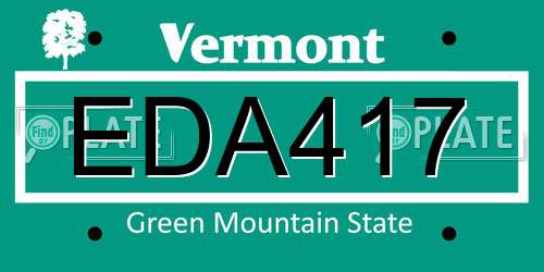 EDA417 Vermont License Plate