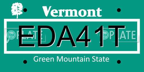 EDA41T Vermont License Plate