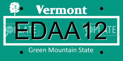 EDAA12 Vermont License Plate