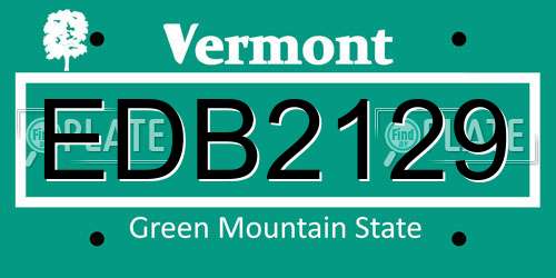 EDB2129 Vermont License Plate