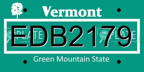 EDB2179 Vermont License Plate