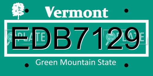 EDB7129 Vermont License Plate