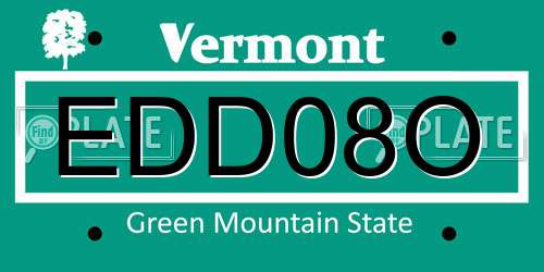 EDD08O Vermont License Plate