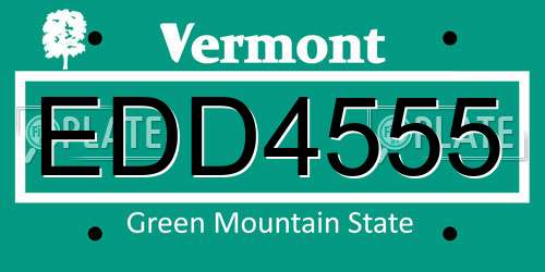 EDD4555 Vermont License Plate