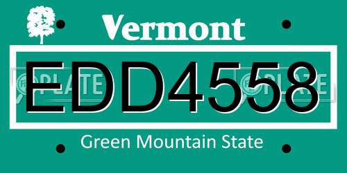 EDD4558 Vermont License Plate